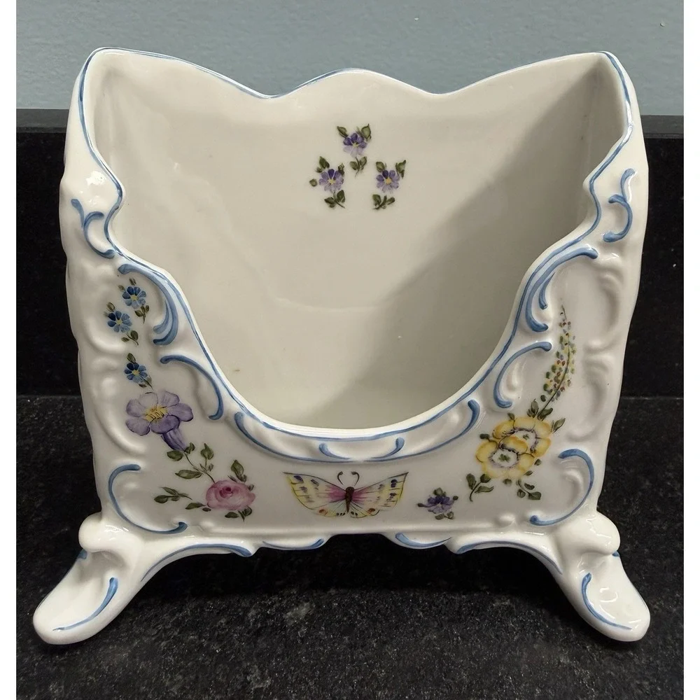 Anna Weatherley Hand Painted Porcelain Letter Mail Napkin Holder Hungary BP1